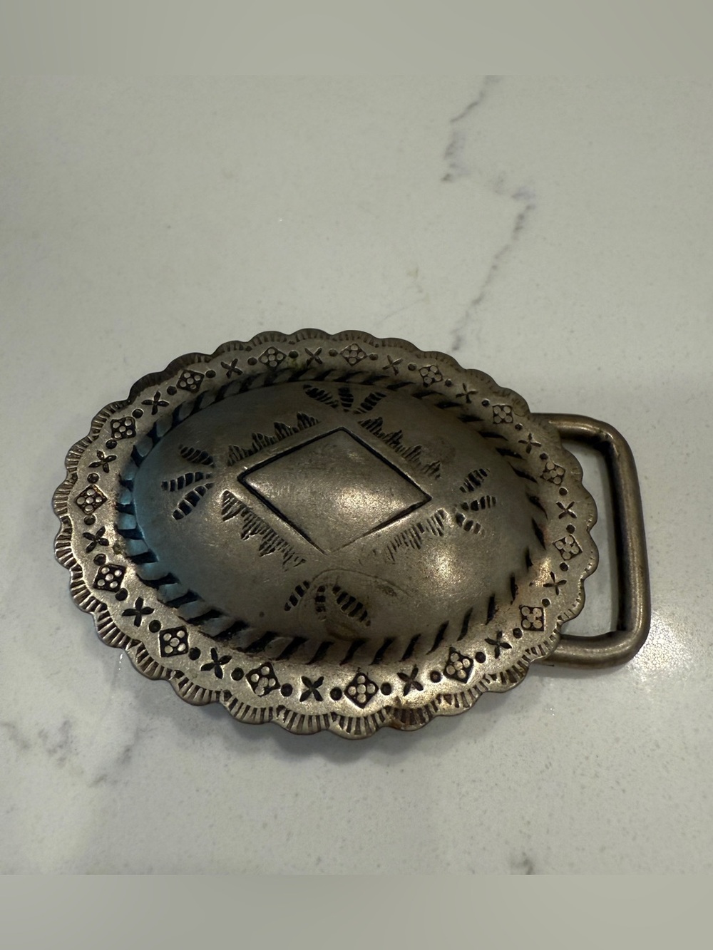 Antique Oval Metal Belt Buckle